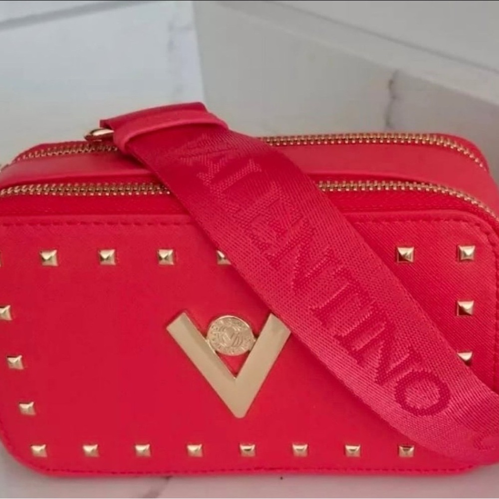 Valentino Red Gold Studded Crossbody Bag .NWOT